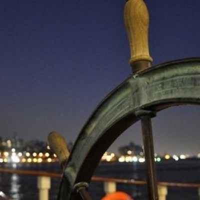 a clock tower lit up at night