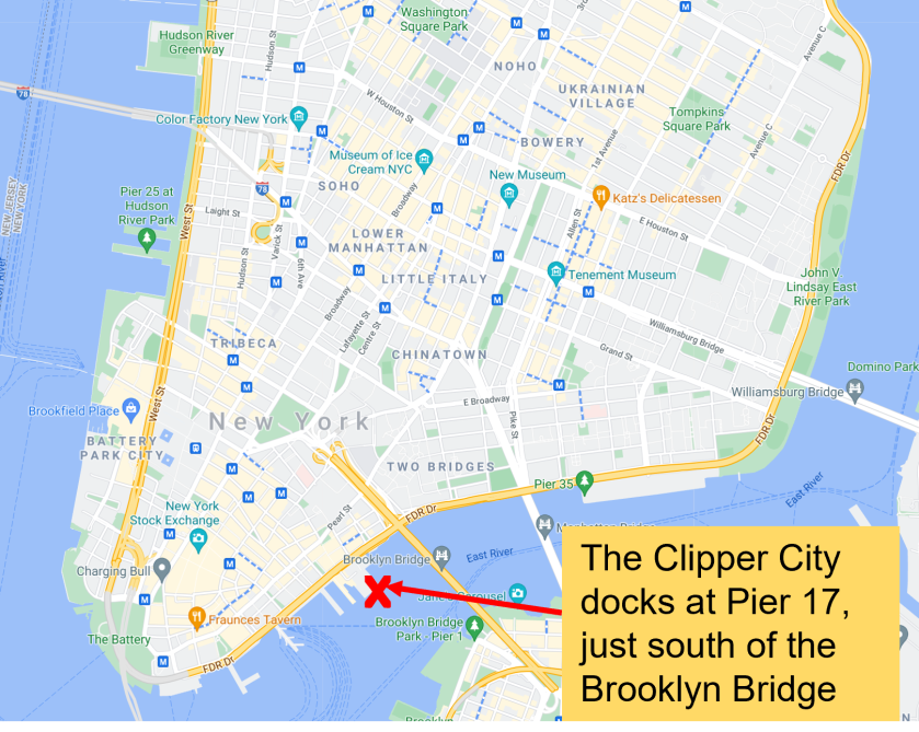 Clipper City – Pier 17 Location – Lower Manhattan map